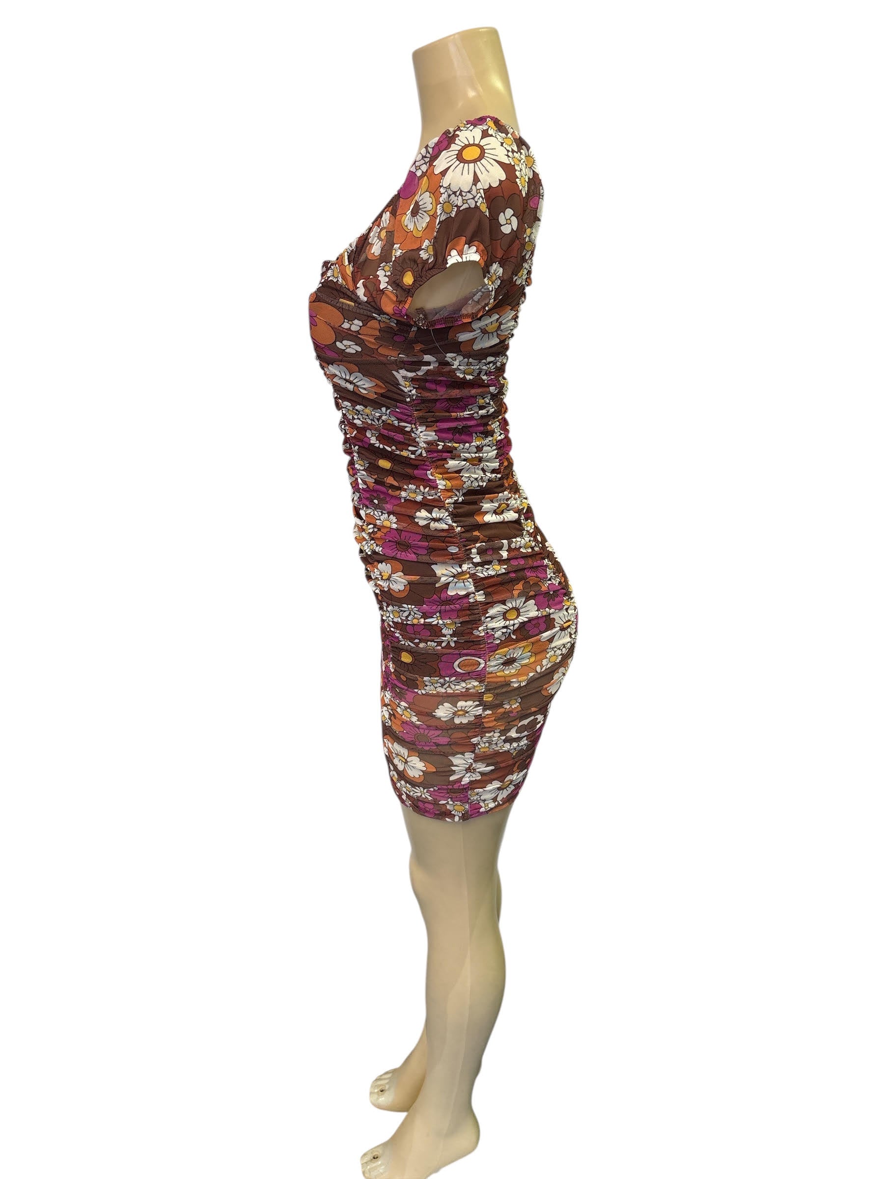 Floral Ruched Mini Dress
