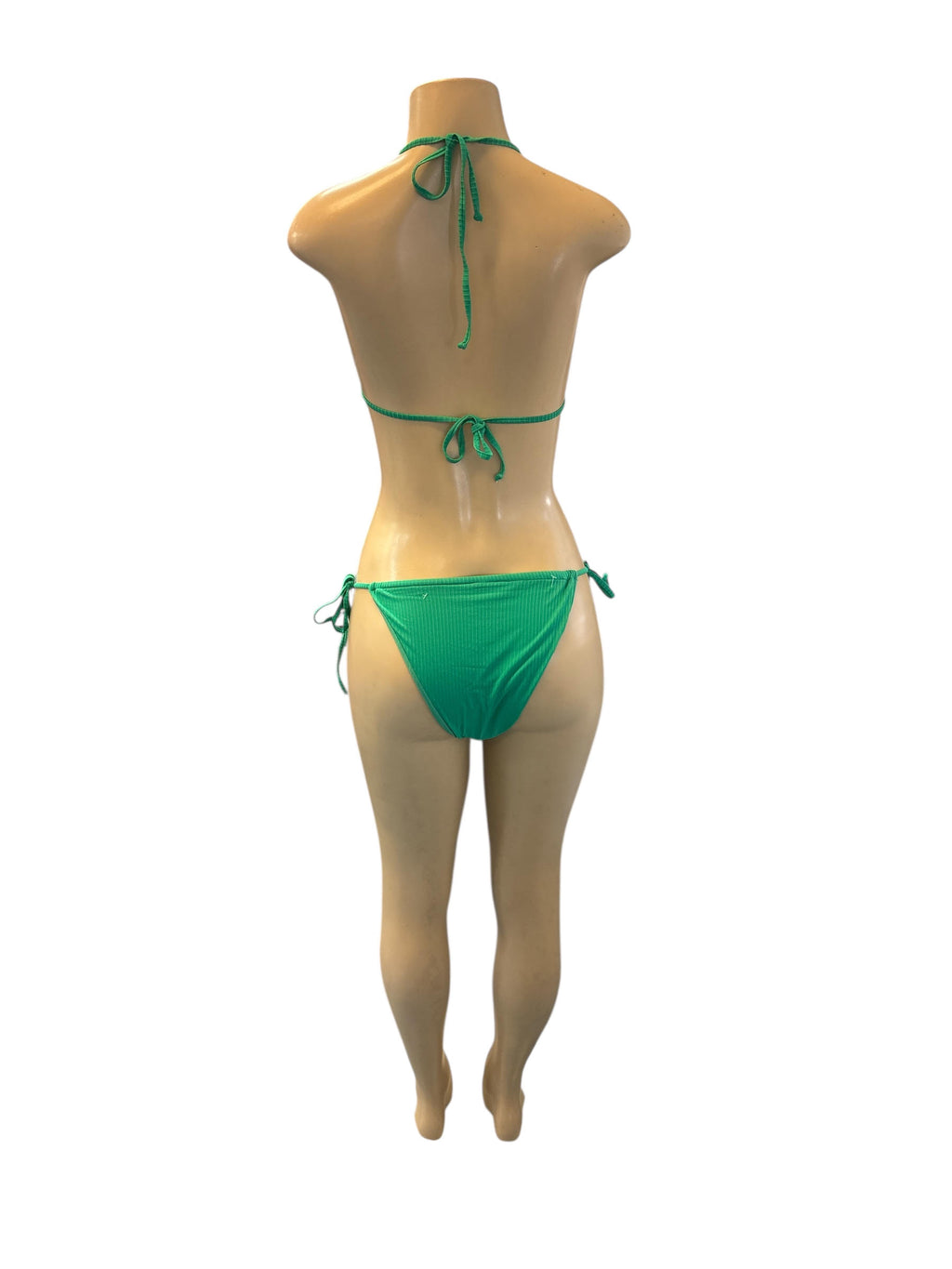 Ribbed Chain-Detail Halter Bikini Set