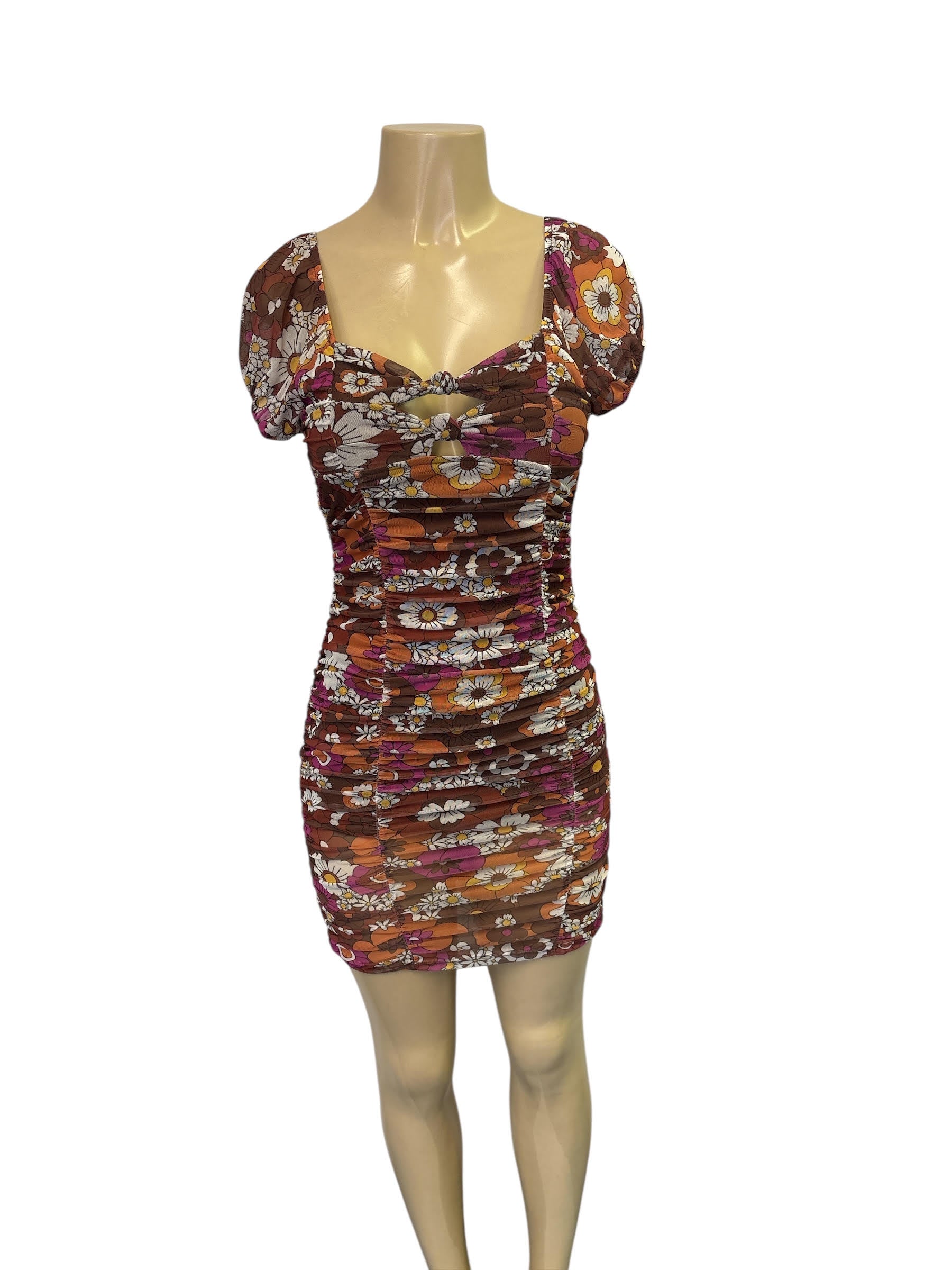 Floral Ruched Mini Dress