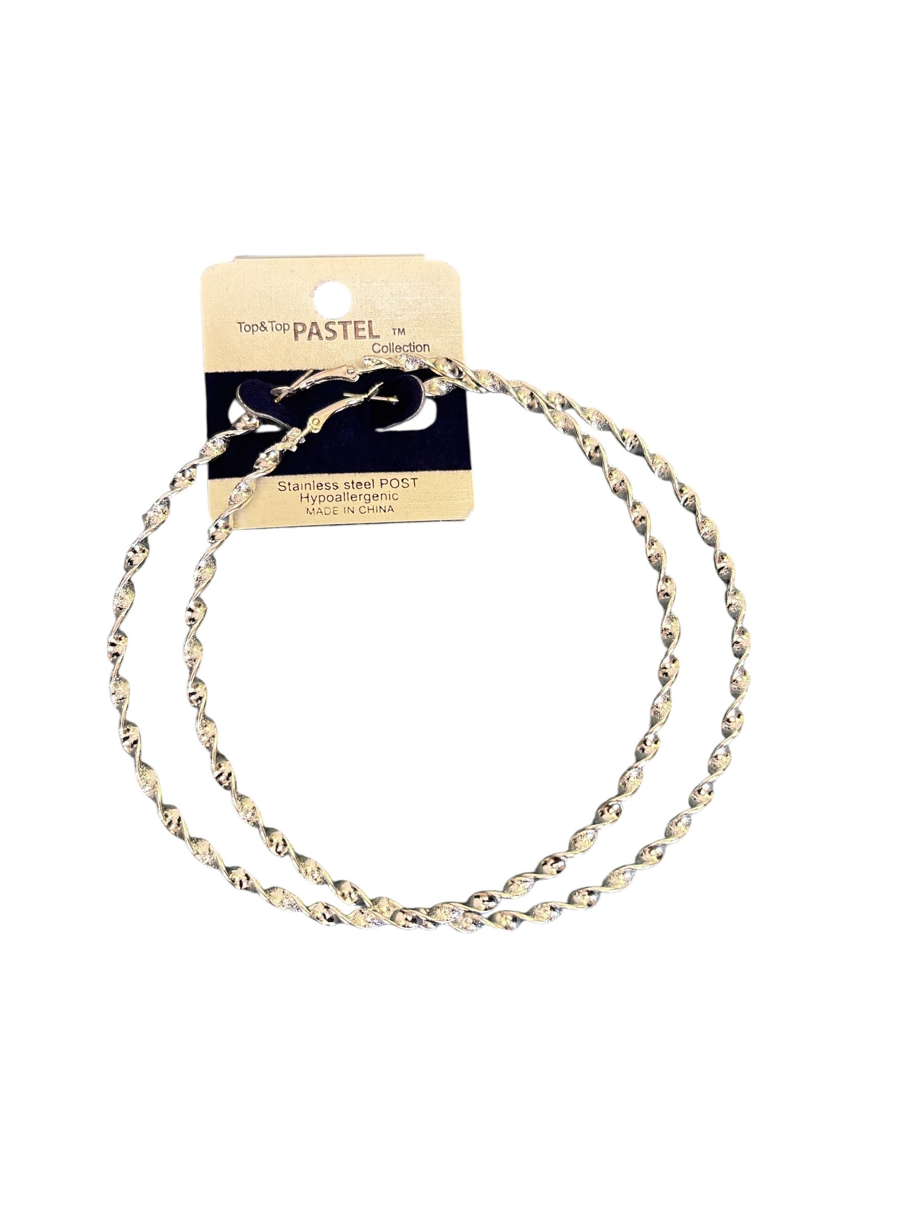Silver Twisted Rope Large Hoop Earrings