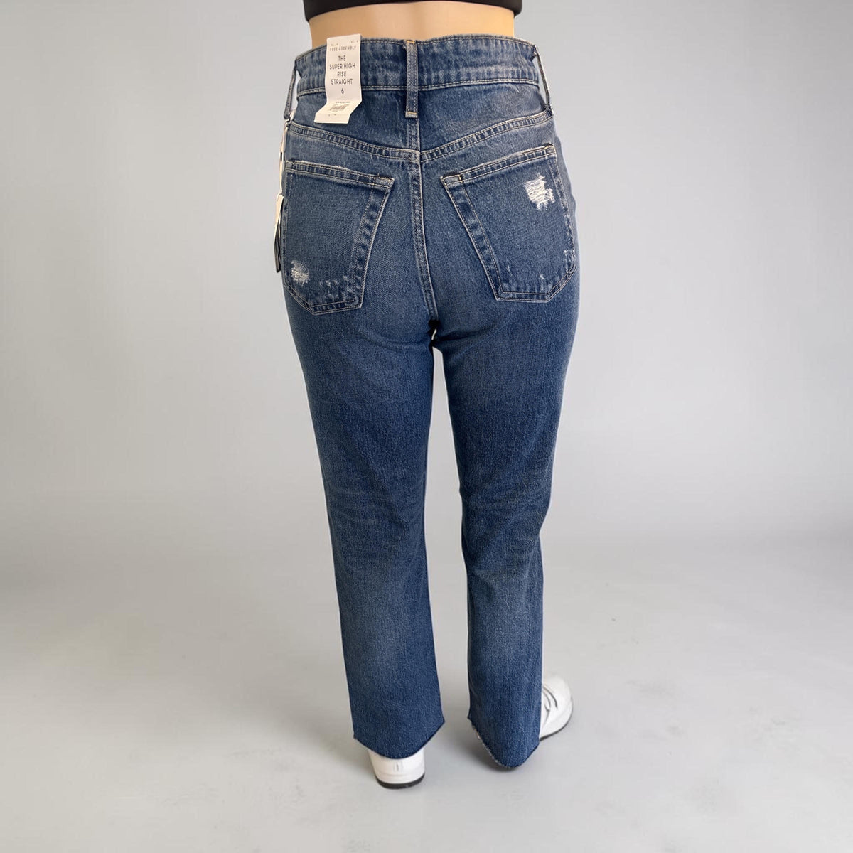 High-Rise Distressed Straight Leg Ankle Jeans