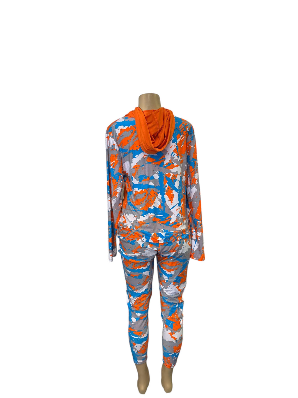 Neon Camo Contrast Hooded Tracksuit Set