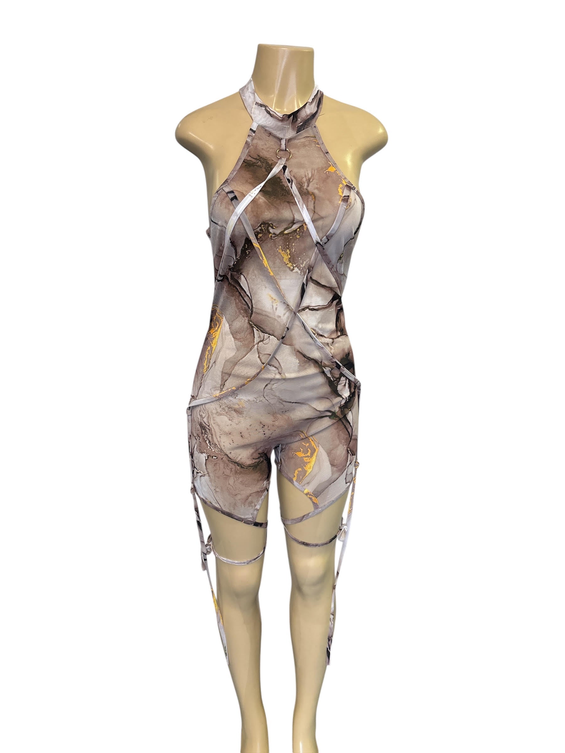 Halter romper with straps