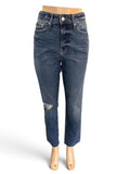 High-Rise Distressed Straight Leg Ankle Jeans