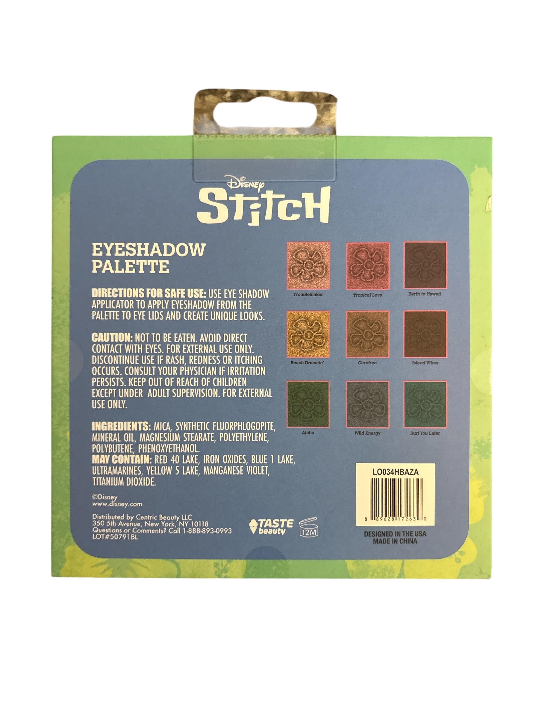 Disney Stitch 12-Pan Eyeshadow Palette – Cute Pink Stripe Cosmetic Palette with Mirror