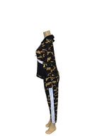 Camouflage Contrast Hooded Tracksuit Set