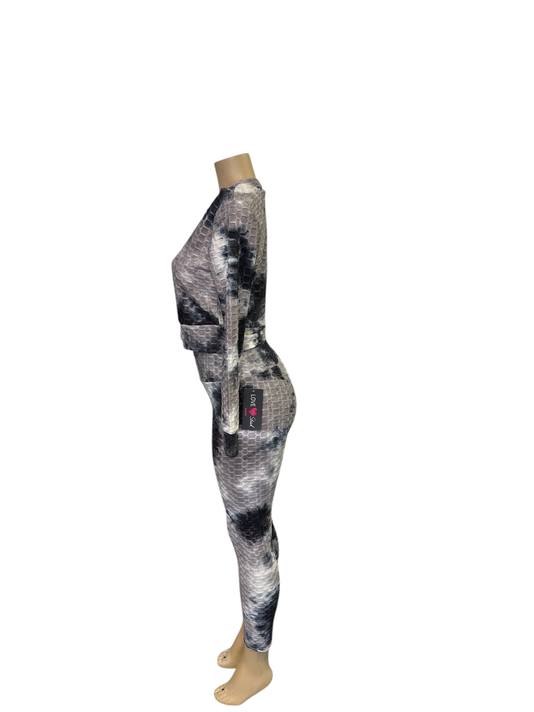 Women's 2-Piece Tie-Dye Textured Honeycomb Activewear Set