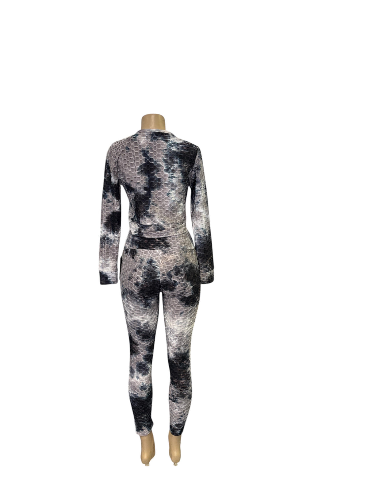 Women's 2-Piece Tie-Dye Textured Honeycomb Activewear Set