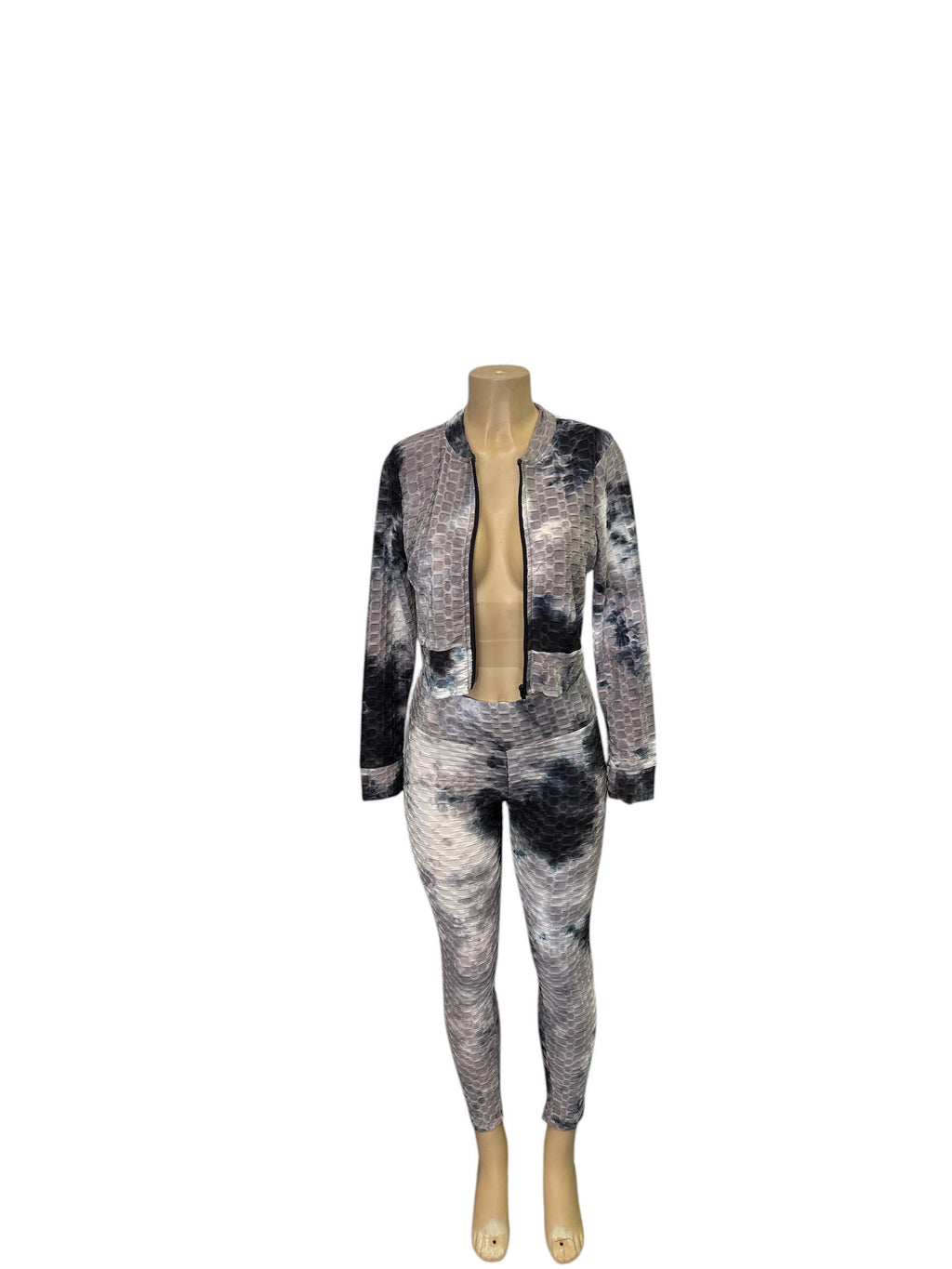 Women's 2-Piece Tie-Dye Textured Honeycomb Activewear Set