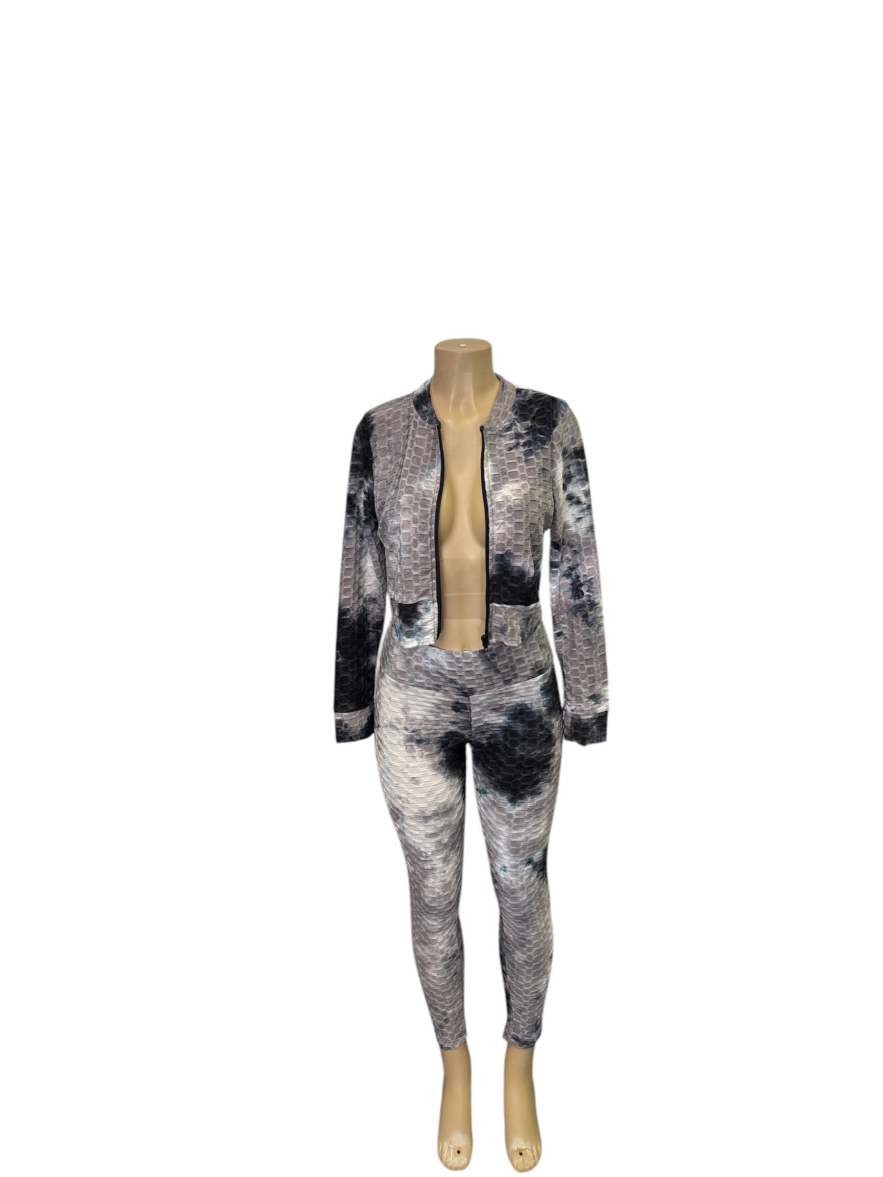 Women's 2-Piece Tie-Dye Textured Honeycomb Activewear Set