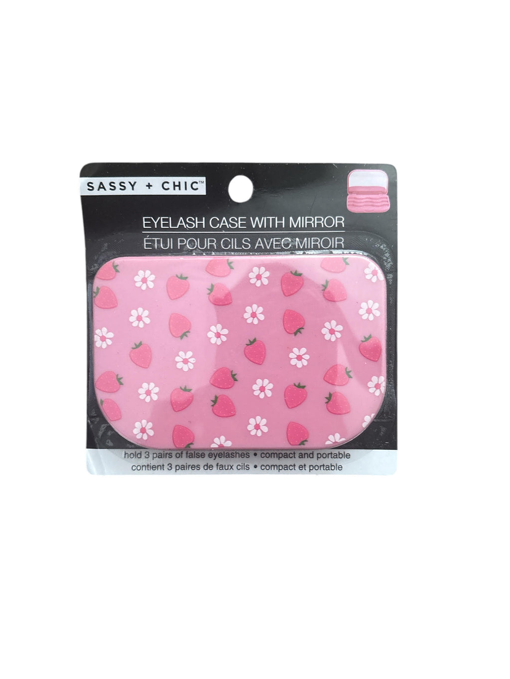 Sassy + Chic Eyelash Case with Mirror (Strawberry Print)