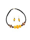 Artisan Amber & Black Chunky Bead Necklace Set