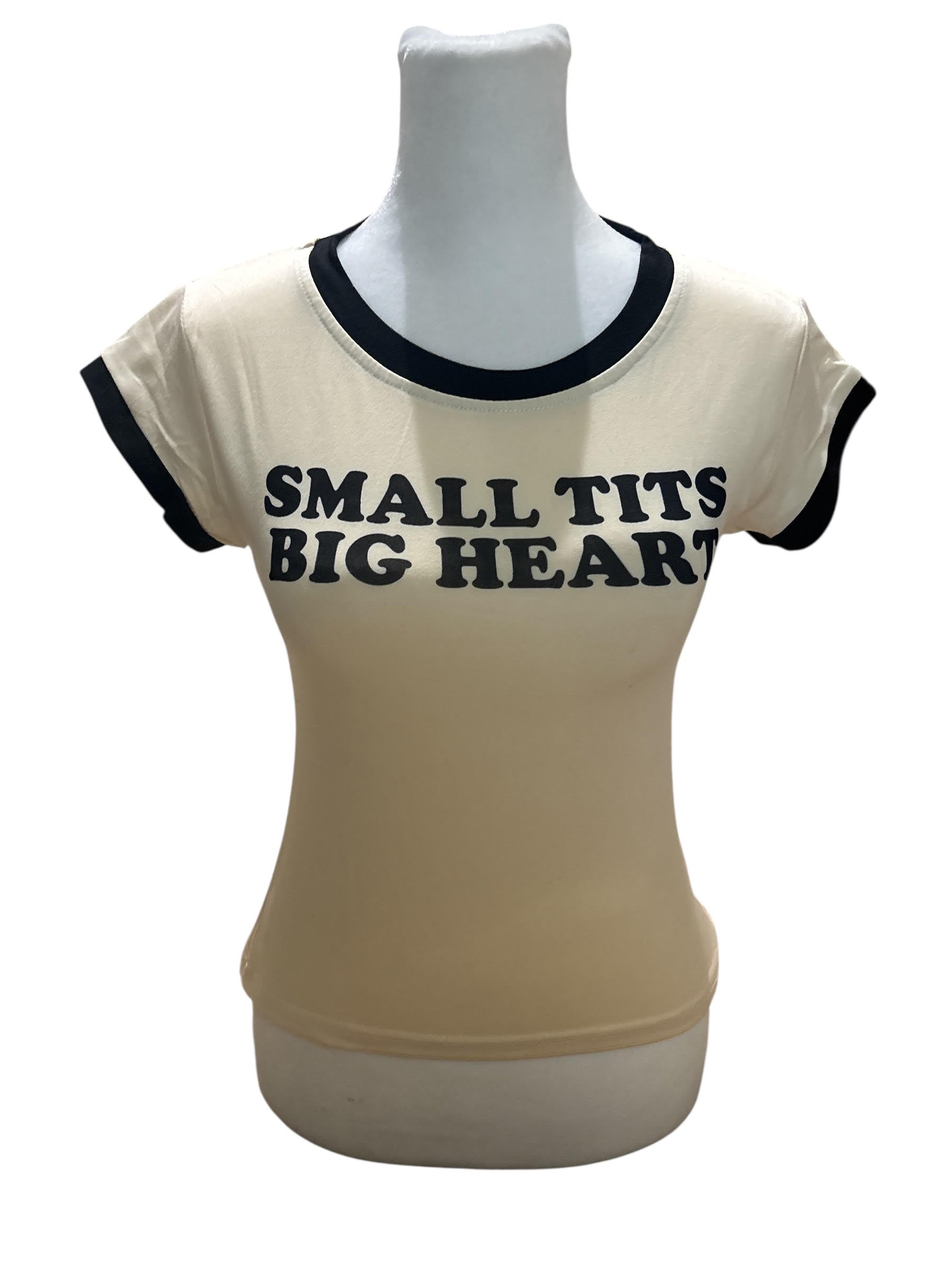 Small Tits Big Heart" Contrast Ringer Tee