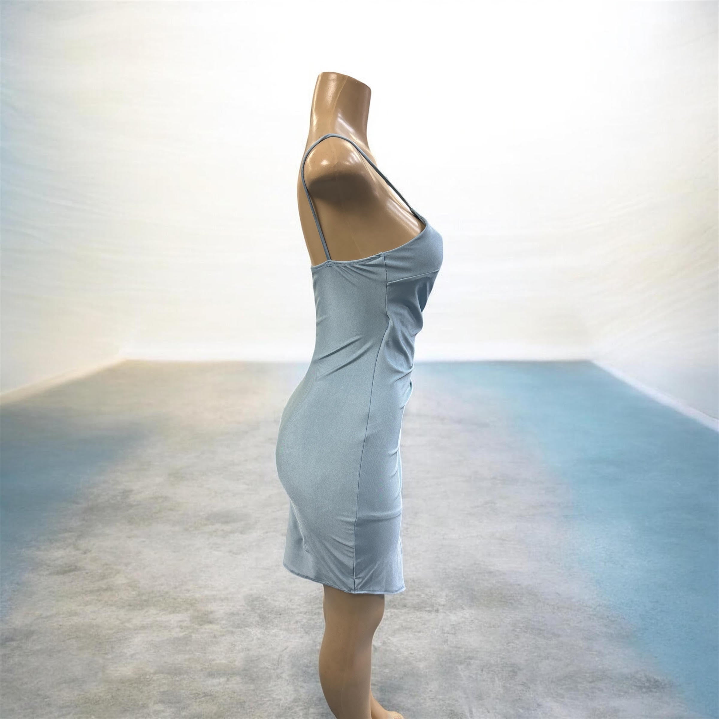 Seraphina Light Blue Ruched Wrap Mini Dress
