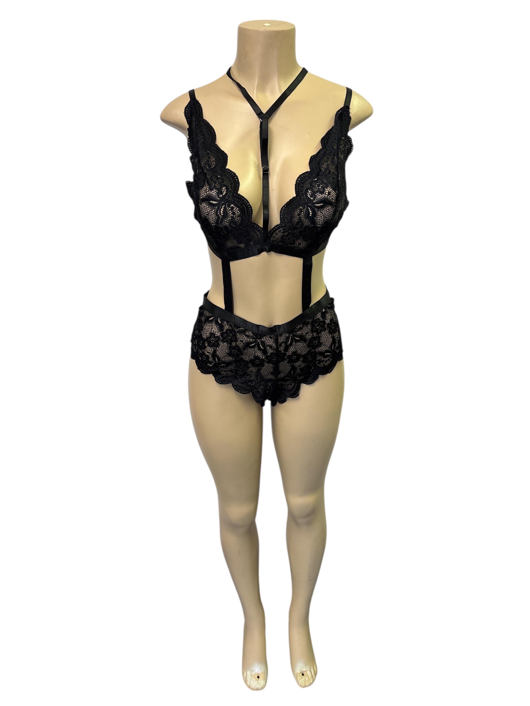 Daring Black Sheer Lace Cutout Underwire Teddy Lingerie