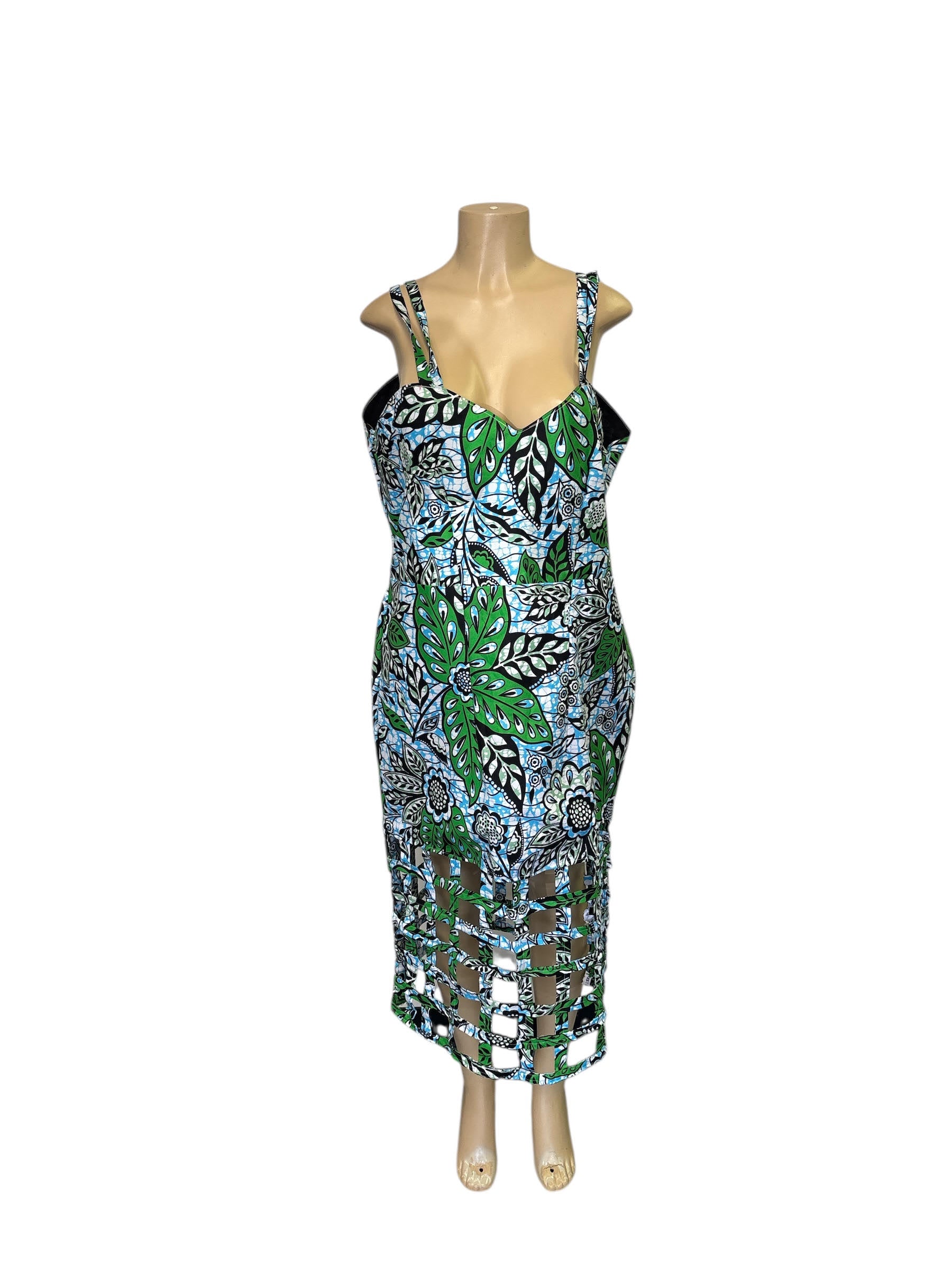 African Print Bodycon Midi Dress