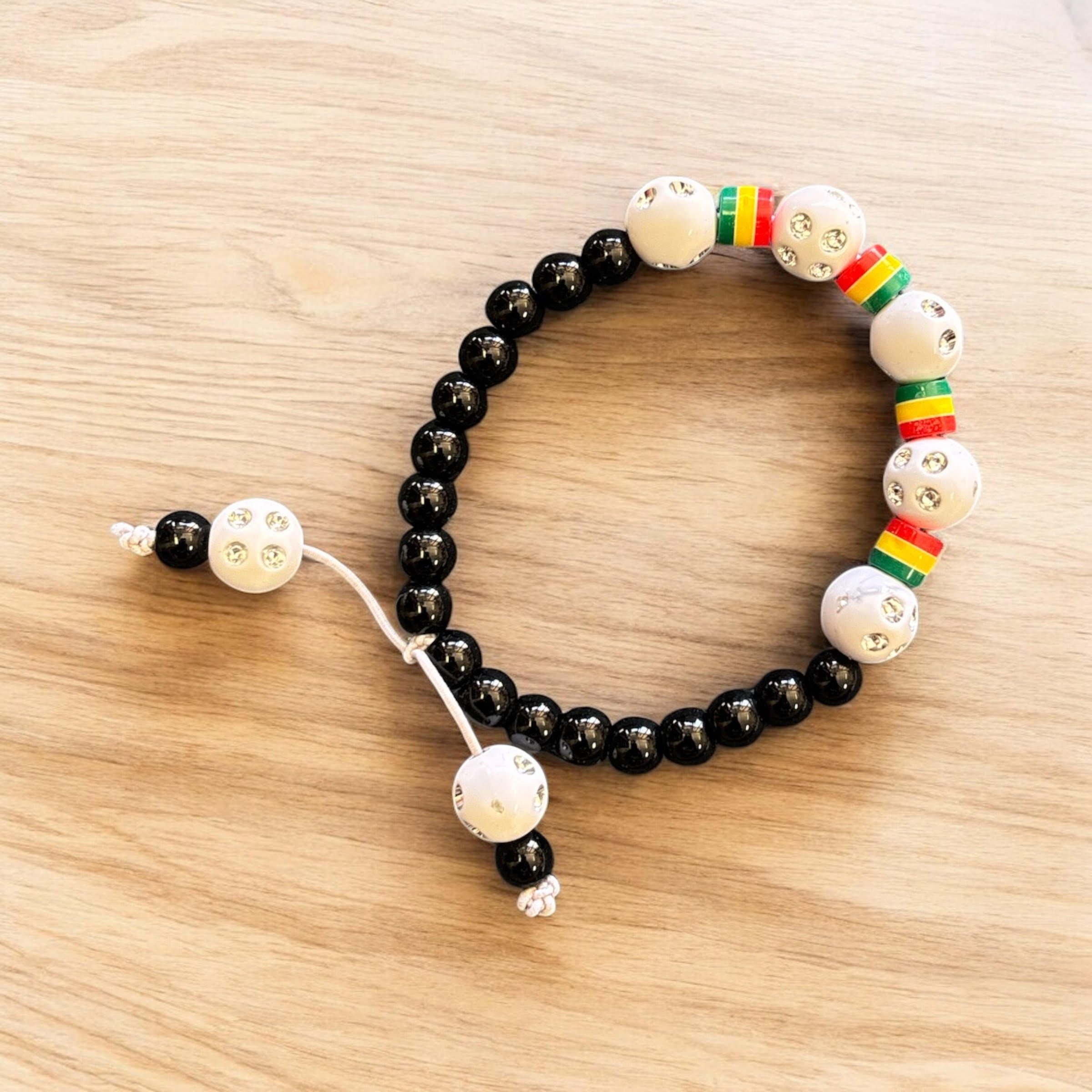 Beaded Rasta &amp; Black Stretch